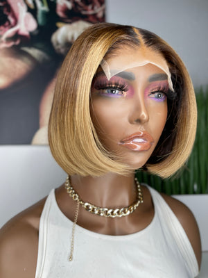 Custom Coloured Blonde Lace Closure Bob Unit