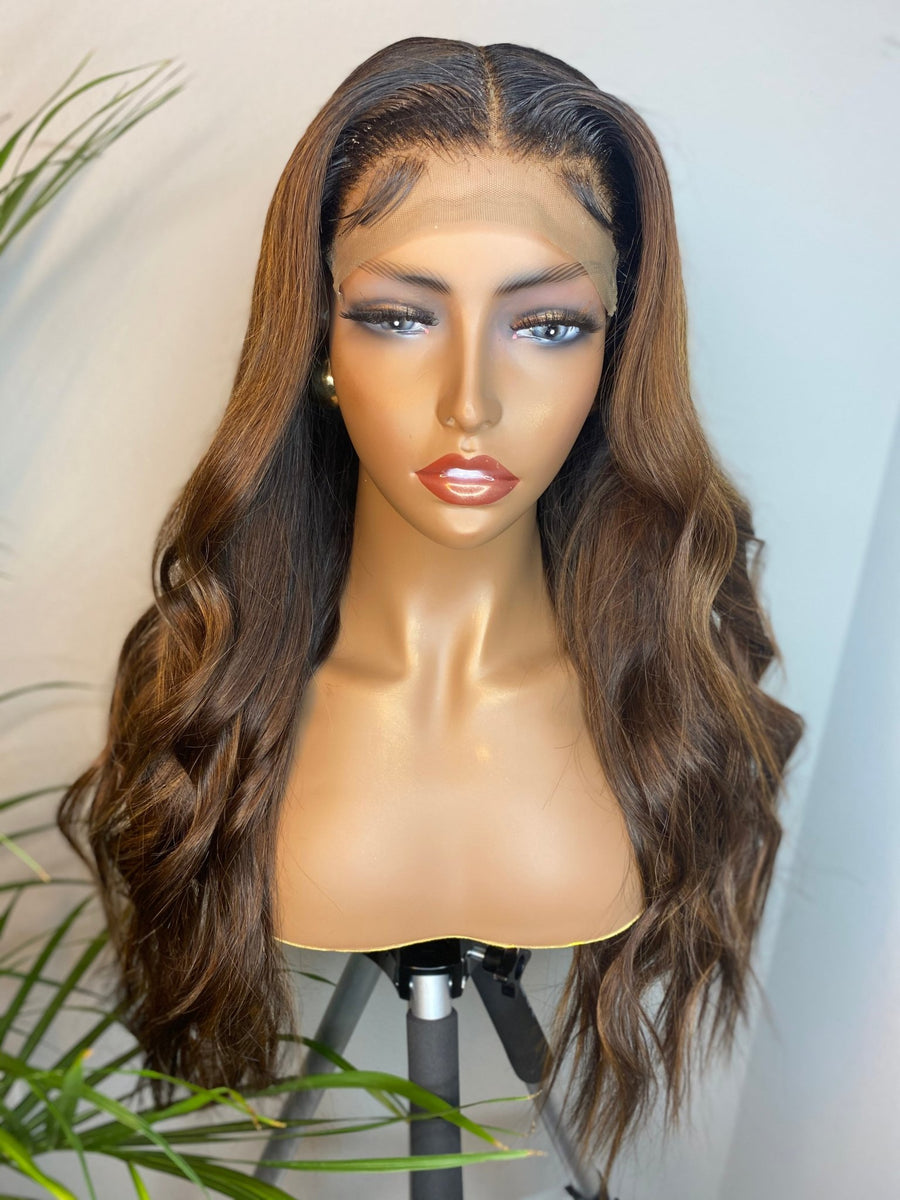 Custom Coloured & Highlighted Lace Closure Unit - TaiwoLove Touch