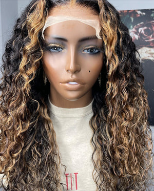 Highlighted Loose Curly Hair Lace Closure Unit - TaiwoLove Touch