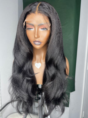 Jet Black Yaki Straight Hair 6x6 Closure Unit