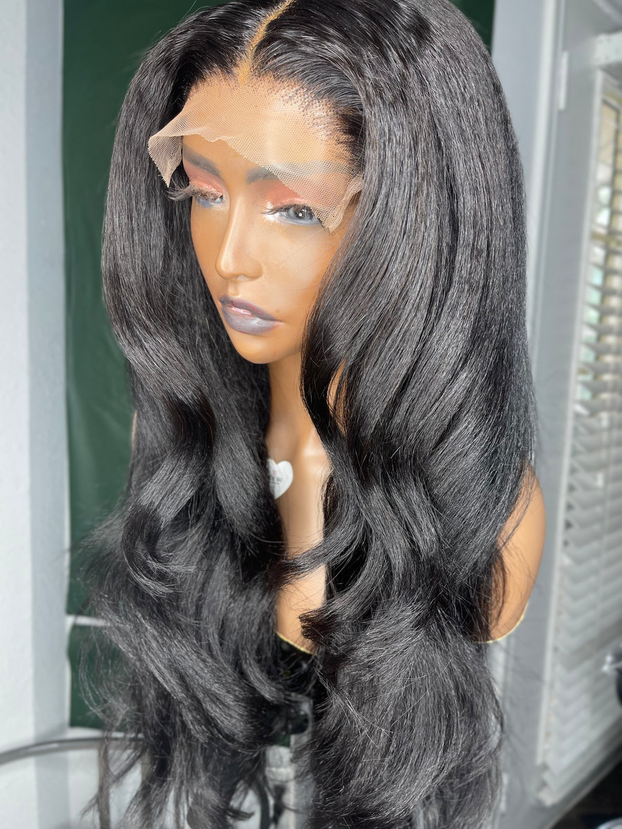 Jet Black Yaki Straight Hair 6x6 Closure Unit